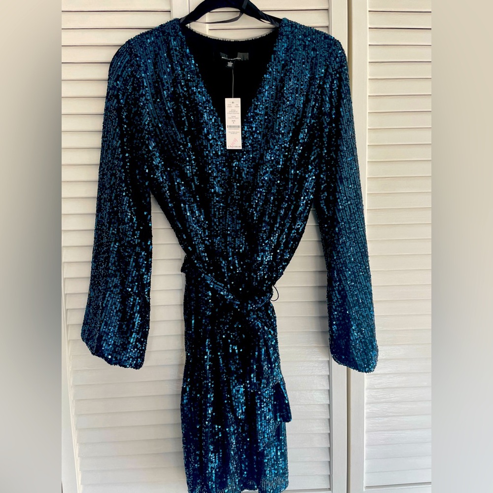 New with tags WHBM blue sequined dress size S